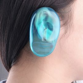 Çin Silikon Kulak Kapakları, Kişisel Kullanım / Kuaför Salonu İçin Mavi Şeffaf Silikon Kulak Koruyun Fabrika